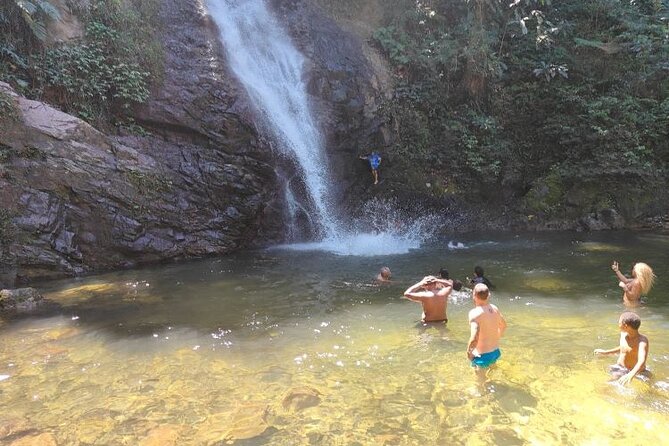 16 Lines Zipline, Cave, Hiking & Biausevu Waterfall Combo Tour - Reaching the waterfall and getting wet
