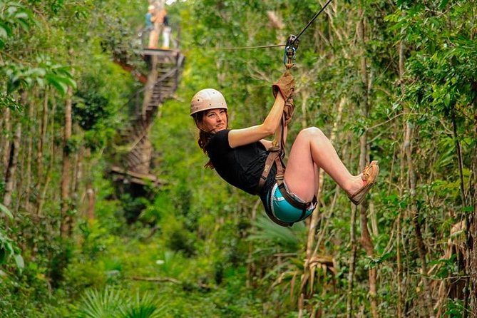 4 activities in 1 Horse Riding, ATV Shared, Cenote & Ziplines from Cancún - Six zip lines through the jungle canopy