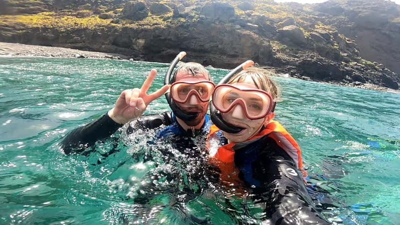 Agaete: Gran Canaria Coasteering. Marine Ferrata and Zipline - A 35-meter zipline above the waves