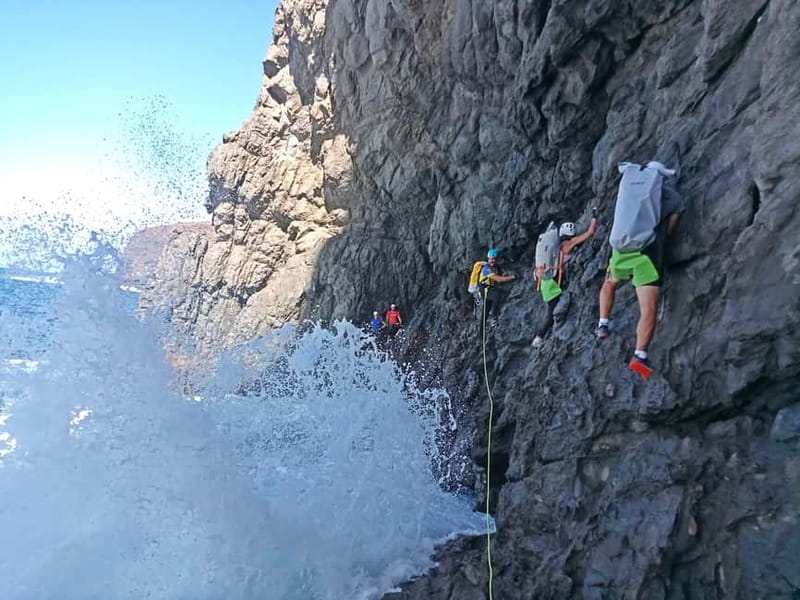 Agaete: Gran Canaria Coasteering. Marine Ferrata and Zipline - From Caleta parking to Agaete’s old cave