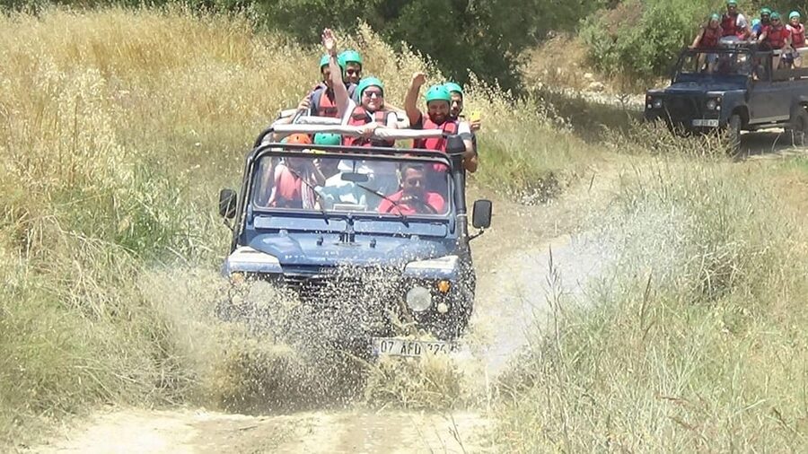 Antalya: Rafting Jeep Buggy&Quad Safari zipline canyon visit - Seeing the canyon from a zipline