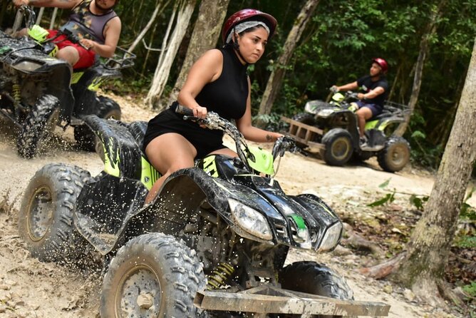 ATV Tour from Tulum or Riviera with Ziplines and Cenote Swim Day - ATVs through the jungle trails