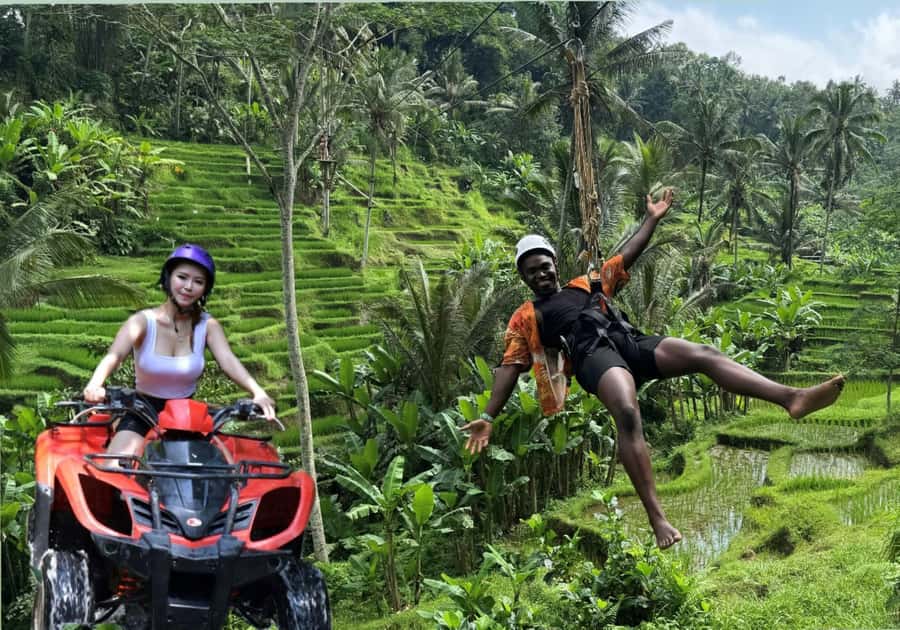 Bali: ATV Rafting Zipline Swing &Sky Bike in Ubud Rice Field - The Beji River ATV ride, with mud and stream crossings