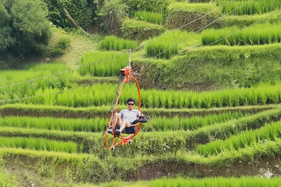 Bali/Ubud: Swing, Zipline & SkyBike Rice Terrace Adventure - A calm zipline, not a high-speed rush