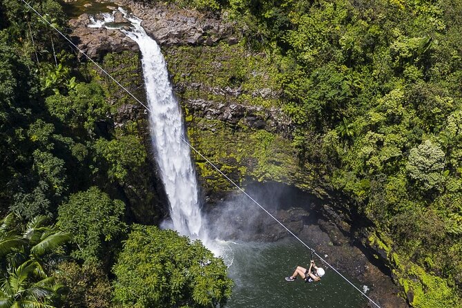 Big Island Zipline Tour Near Akaka Falls (250-ft Waterfall!) - The final crossing over Kolekole Falls