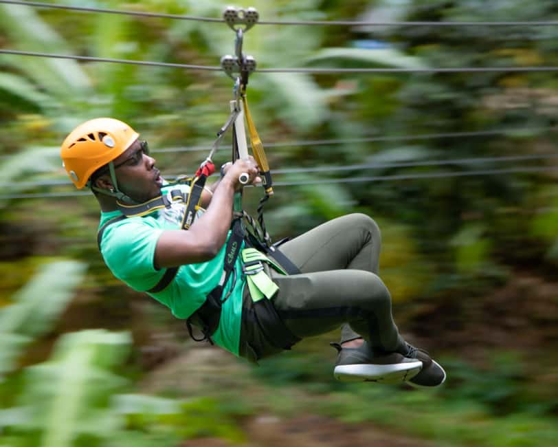Castries, St. Lucia - Adrenaline Zipline - Reaching the rainforest from Castries