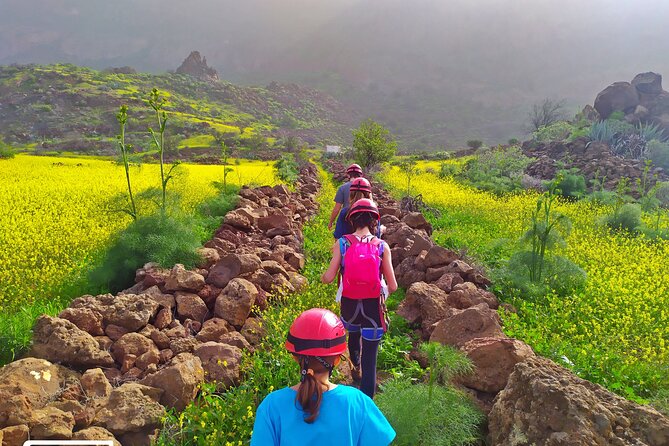 Climbing + Zipline + Via Ferrata + Cave. Adventure route in Gran Canaria - The 50-meter zipline finish