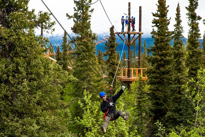 Denali Park Zipline Adventure - Getting fitted with harness, helmet, and gloves