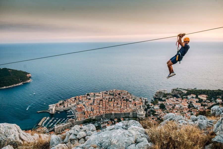 Dubrovnik: Sunset Zip Line Experience Followed by Wine - The first two rides above Dubrovnik