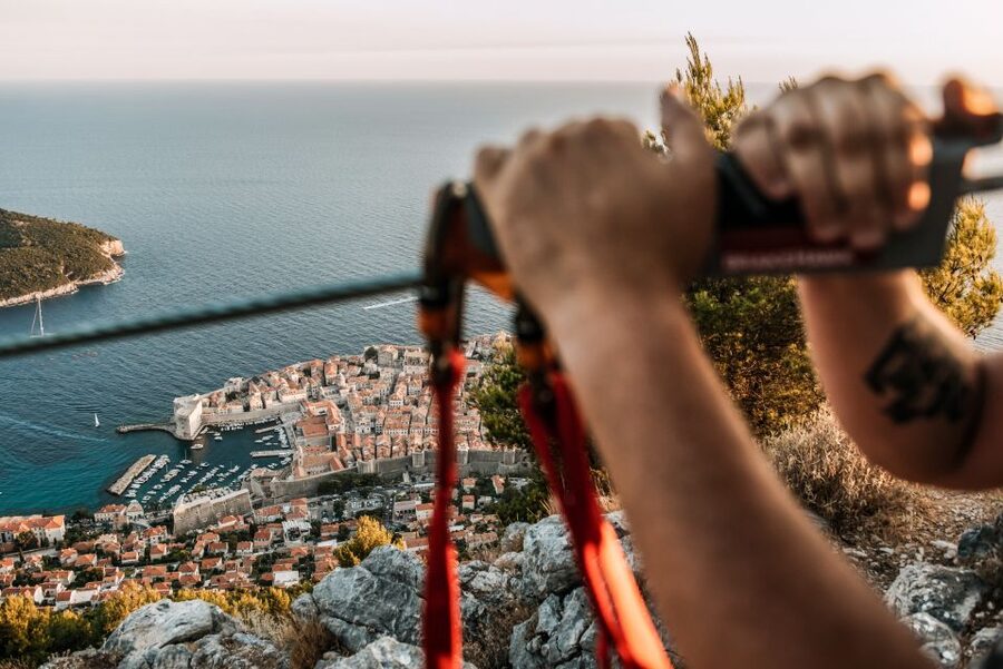 Dubrovnik: Sunset Zip Line Experience Followed by Wine - Learning the ropes before the first line