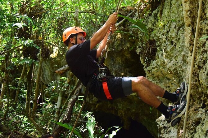 Exciting Day in Tulum Jungle: ATVs, Cenote, Zip lines, Rappel - The 4-meter rappel: short but still exciting