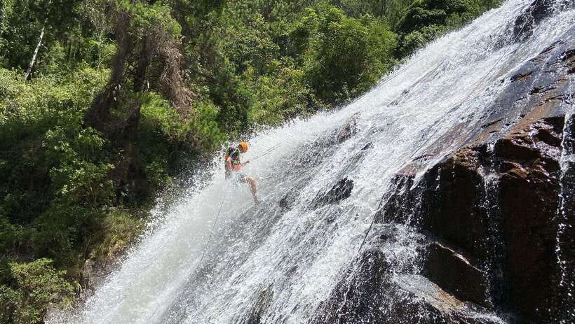 Extreme ZIPLINE 1500M & CANYONING in DA LAT - The 18-meter dry cliff descent