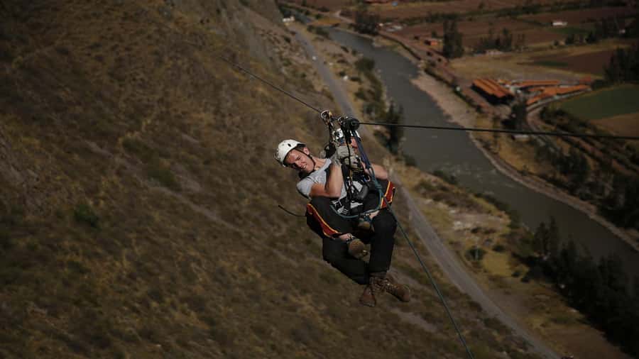 From Cusco: Via Ferrata & Zip Line with lunch - The suspension bridge and the high point