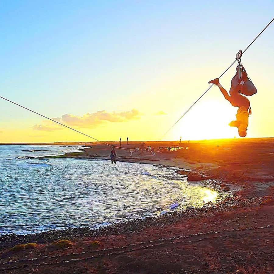 From Santa Maria: Sal island Zipline Experience (Official) - Waiting at the top before the flight
