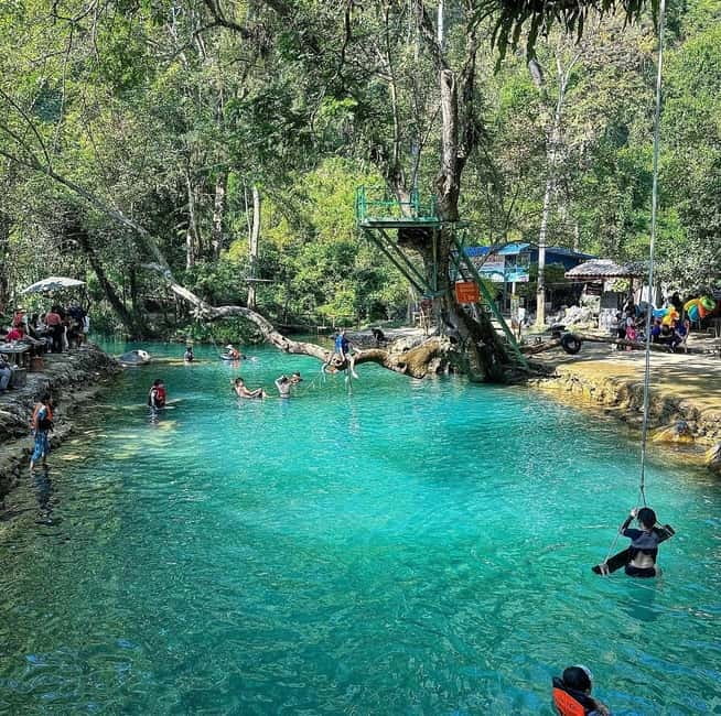 From Vientiane: Vang Vieng Tour with Cave Kayak & Zipline - Blue Lagoon 1 and Tham Phu Kham