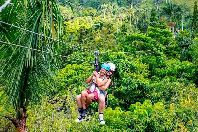 Full Dominican Adventure: Zipline, ATV Buggie, Horseback & Safari - Ziplining over the forest