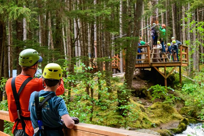 Grizzly Falls Ziplining Expedition - Getting ready above the forest