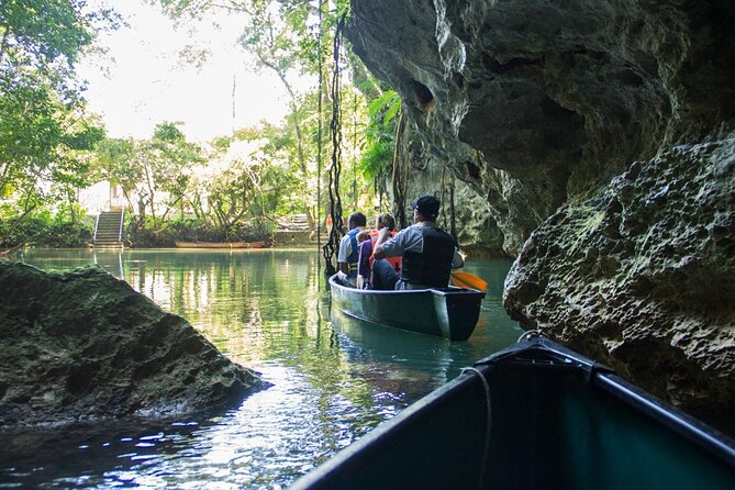 Half-Day Barton Creek Cave with Optional Zipline, Butterfly Farm Or Rock Falls - Inside the cave by open canoe