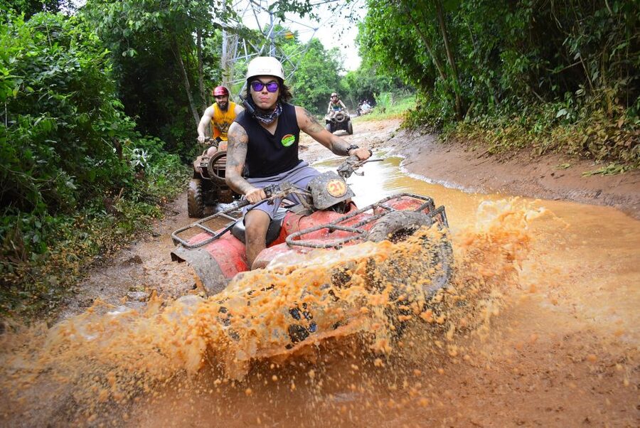 Horseback Riding & ATV Adventure with Ziplines & Cenote - Three ziplines above the trees