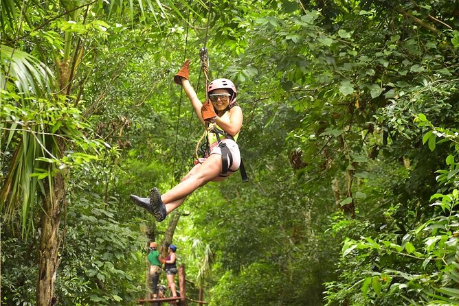 Horseback Riding + ATV + Cenote + Zip-Line from Cancun and Playa del Carmen - Zip lines with a guide below