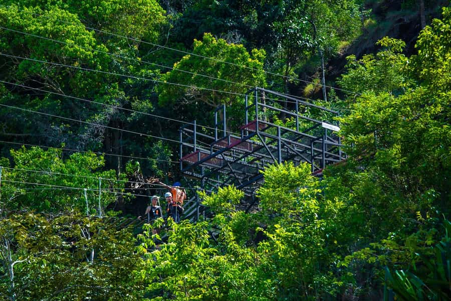 Ko Pha Ngan: Sky-High Zipline & Wang Sai Waterfall Views - Crossing the Sky Bridge for the best photos