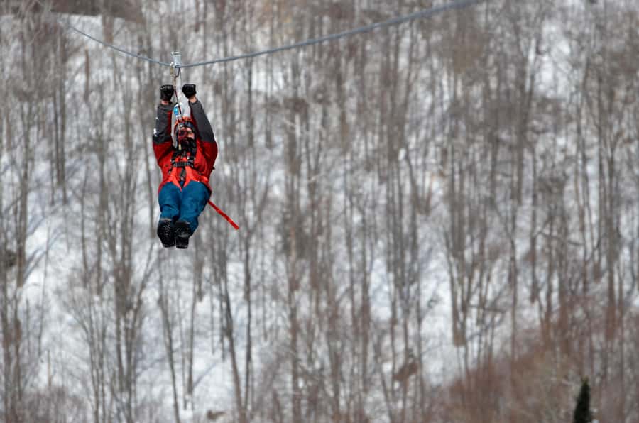 Mont-Catherine: Ziplines & Hike - The second 2,132-foot line above the trees