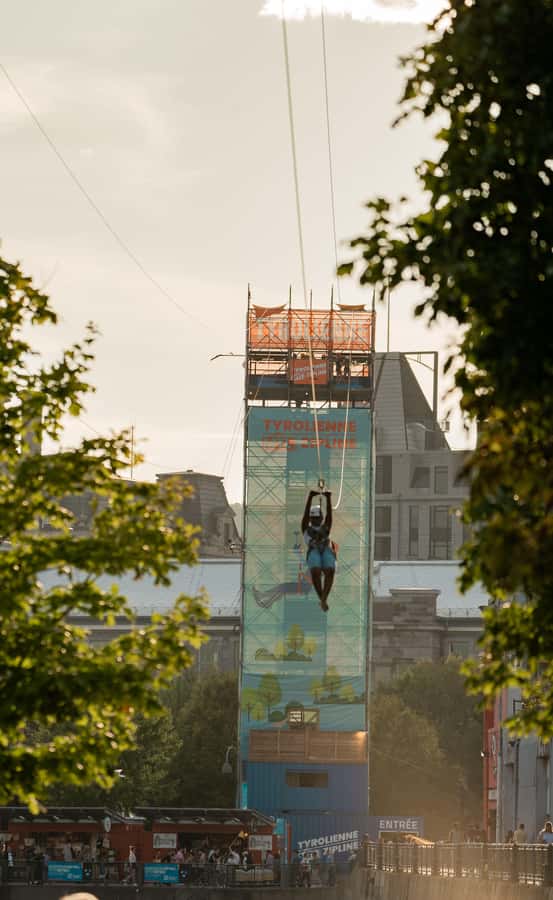 Montreal Old Port: Urban Zipline Ticket - Landing safely on the far platform
