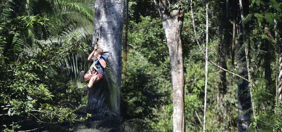 Puerto Maldonado: Jungle Adventure |Zipline + Canopy + Kayak - Crossing the short suspension bridge