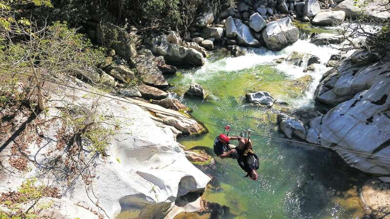 Puerto Vallarta: Canopy Tour with Zipline and Speedboat Ride - River time, water slides, and lunch at Los Veranos Café
