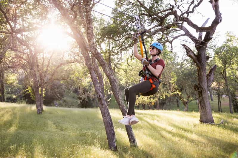Santa Margarita: 6-Zipline Course Sunset Experience Ticket - Six ziplines across vineyards, trees, and hills