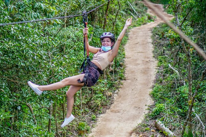 Shared ATV's and Zip Lines and Swimming in a Real Cenote. - A cavern cenote swim at Cenotes Kin-Ha