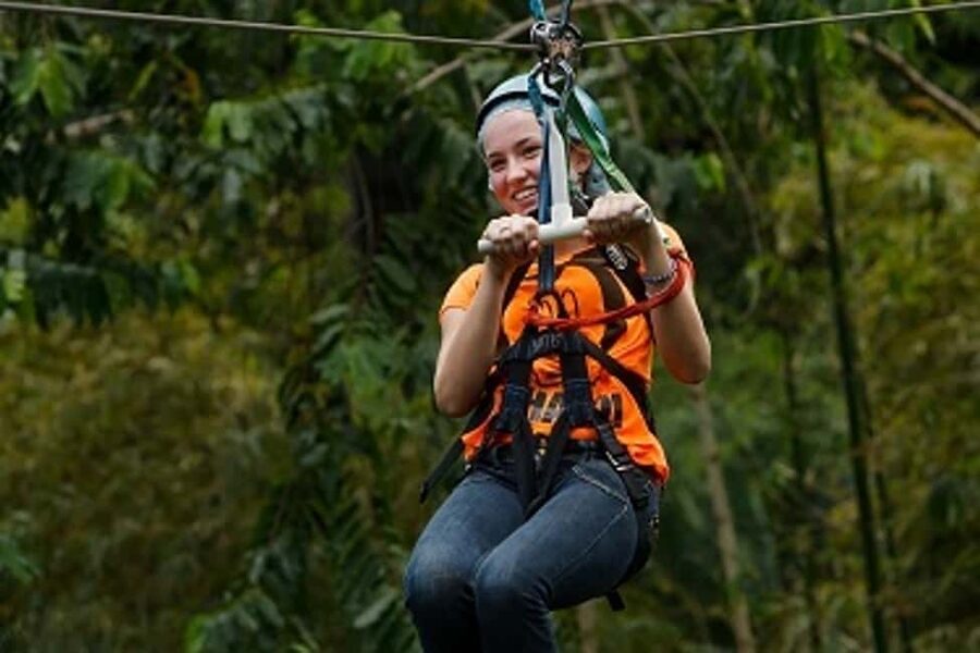 St Lucia Ultimate 3 Package: Aerial Tram Zip Line & Hiking - Riding the aerial tram into the rainforest
