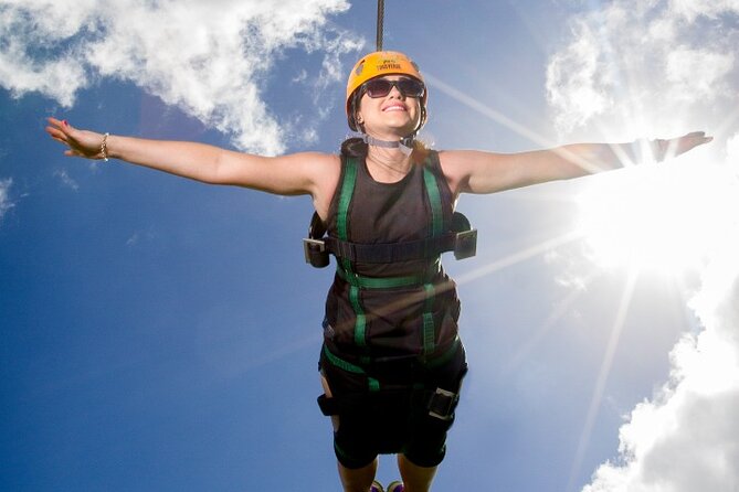 The Beast Zipline at Toroverde Adventure Park in Puerto Rico - Getting into flying position on The Beast