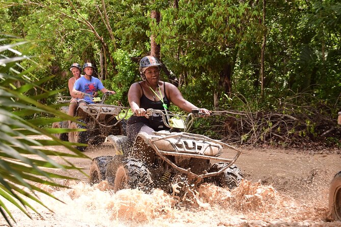 Tulum Adrenaline Tour ATV Ziplines and Cenote Swim Day - ATV Trails With Single or Double Machines