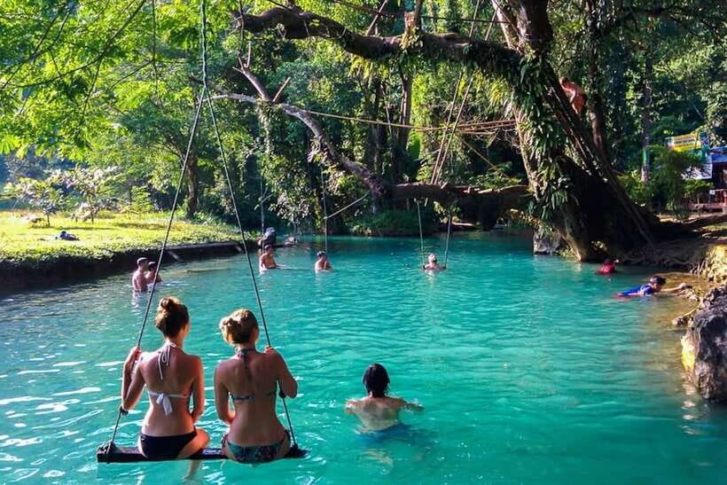 Vang Vieng: Kayaking & Cave Tubing with Zip Line/Blue Lagoon - Tham Norn, Tham Nam None, and a wartime cave story