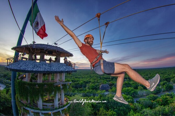 Xplor zip line park with transportation - Rafting through two underground river circuits