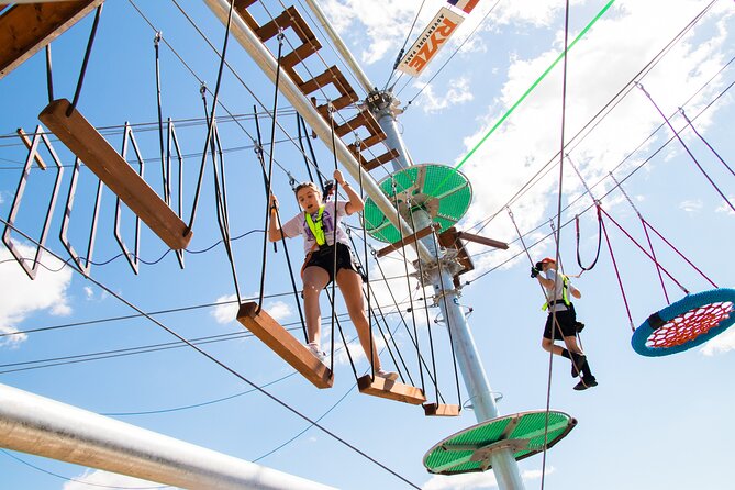 Zipline and Adventure Tower at Ryze Adventure in Missouri - Four Stories of Climbing at Maryland Heights