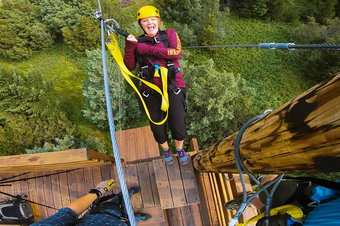 Ziplining across the Beautiful Gallatin River - How the 55-foot start unfolds