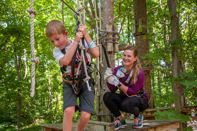 Ziplining and Climbing at The Adventure Park at Virginia Aquarium - Why families and mixed groups fit well here