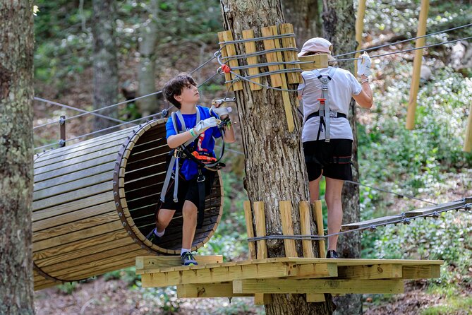 Ziplining and Climbing at The Adventure Park on Cape Cod - Five trails in the Cape Cod canopy